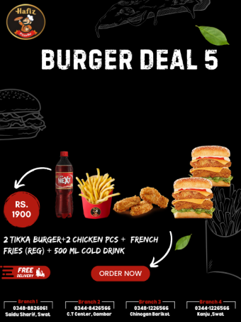 Deal 5 (2 Tower burger + 10 Hot Wings + 1 French Fries Regular + 500 ml Drink)